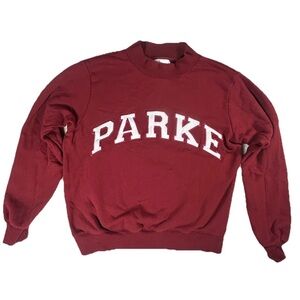 PARKE Burgundy/Maroon Varsity Mockneck Sweatshirt S/M